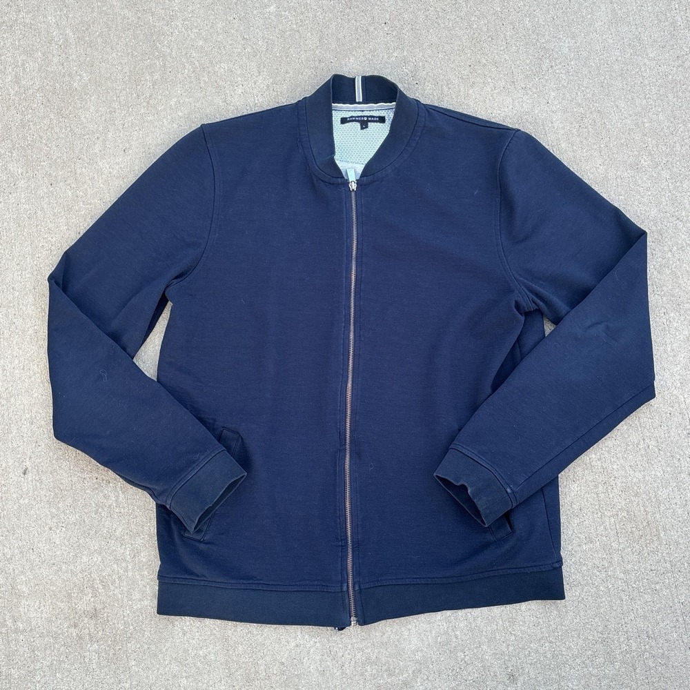 Hammer Made Jacket Mens Large Blue‎ Knit Bomber Full Zip Casual Lightweightn